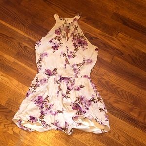Cream floral romper